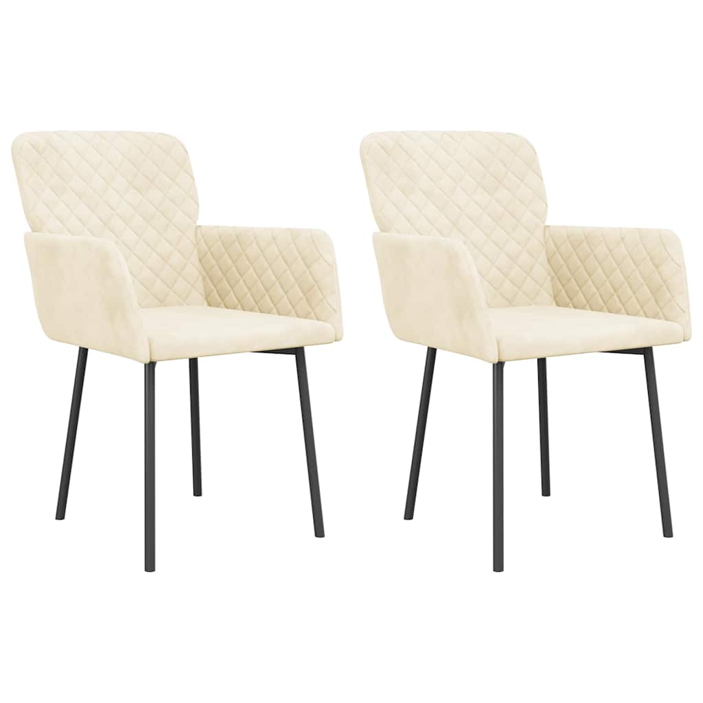 Vidaxl eetkamerstoelen 2 st fluweel crèmekleurig