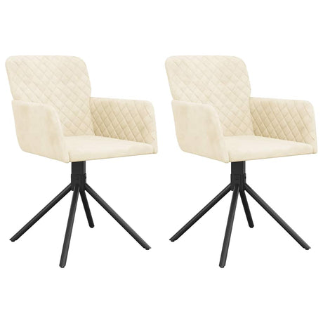 Vidaxl eetkamerstoelen draaibaar 2 st fluweel crèmekleurig
