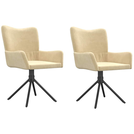 Vidaxl eetkamerstoelen draaibaar 2 st fluweel crèmekleurig
