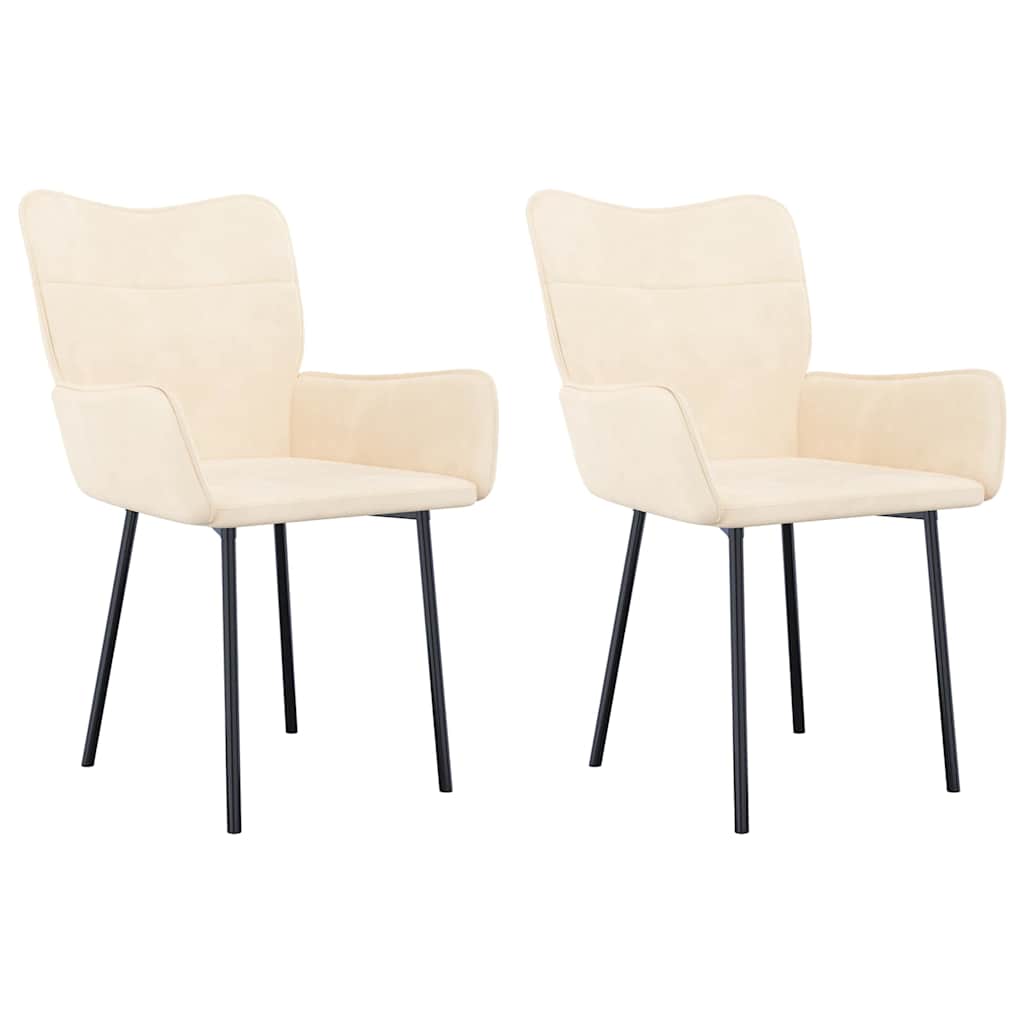 Vidaxl eetkamerstoelen 2 st fluweel crèmekleurig