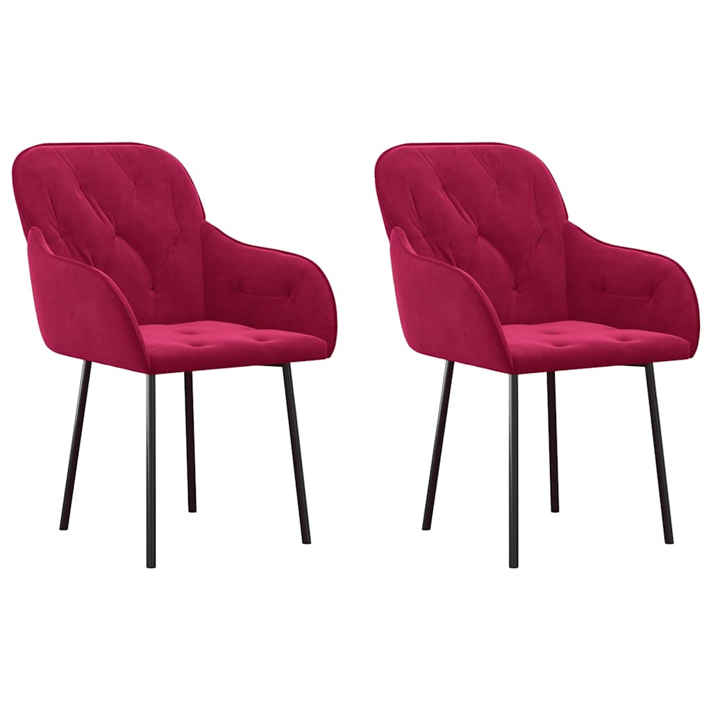 Vidaxl eetkamerstoelen 2 st fluweel wijnrood