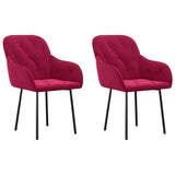 Vidaxl eetkamerstoelen 2 st fluweel wijnrood