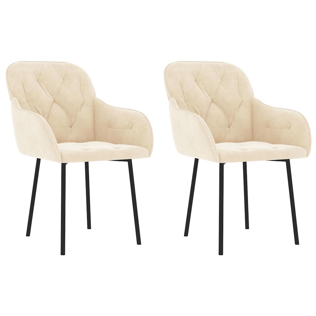 Vidaxl eetkamerstoelen 2 st fluweel crèmekleurig