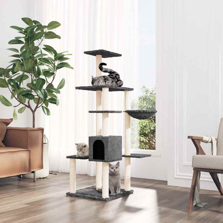 Vidaxl Cat Furniture z Sisal Scrating Posty 142 cm ciemnoszary