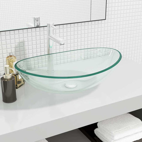 Washbasin vidaxl 54,5x35x15.5 cm hartowany przez przezroczysty szkło