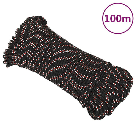 Lina łodziowa VidaXL 4 mm 100 m, polipropylenowa, czarna