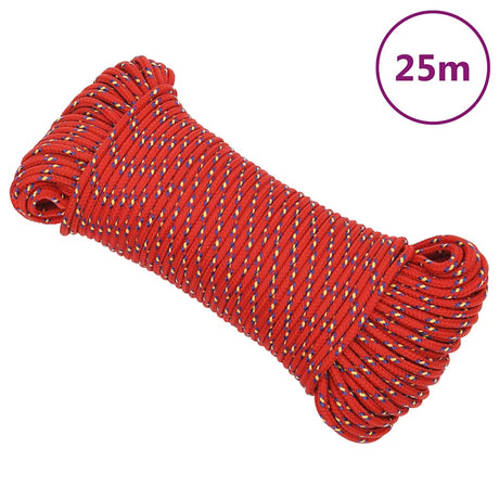 Lina łodzi vidaxl 3 mm 25 m polipropylen czerwona