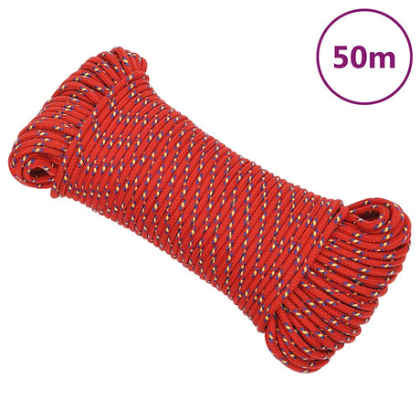 Lina łodzi vidaxl 5 mm 50 m polipropylen czerwona