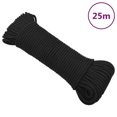 Lina do łodzi Vidaxl 4 mm 25 m, polipropylenowa, czarna