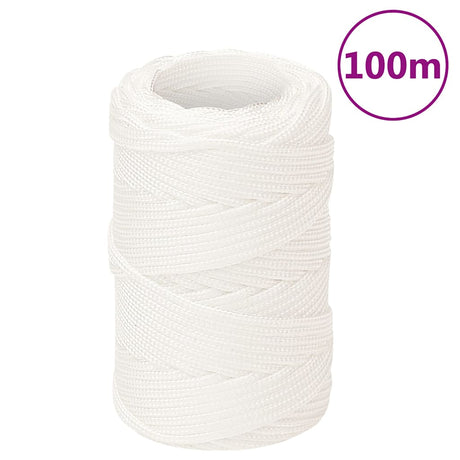 Lina do łodzi Vidaxl 2 mm 100 m, polipropylenowa, w kolorze białym