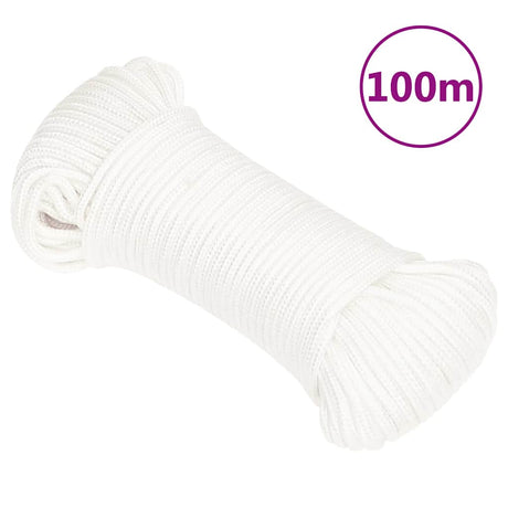 Lina do łodzi Vidaxl 4 mm 100 m, polipropylenowa, w kolorze białym