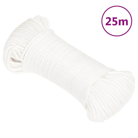 Lina do łodzi Vidaxl 5 mm 25 m, polipropylenowa, w kolorze białym