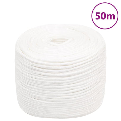 Lina do łodzi Vidaxl 6 mm 50 m, polipropylenowa, w kolorze białym