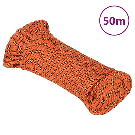 Lina do łodzi Vidaxl 5 mm 50 m, polipropylenowa, pomarańczowa