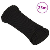 Vidaxl werkouw 3 mm 25 m poliestrowy czarny