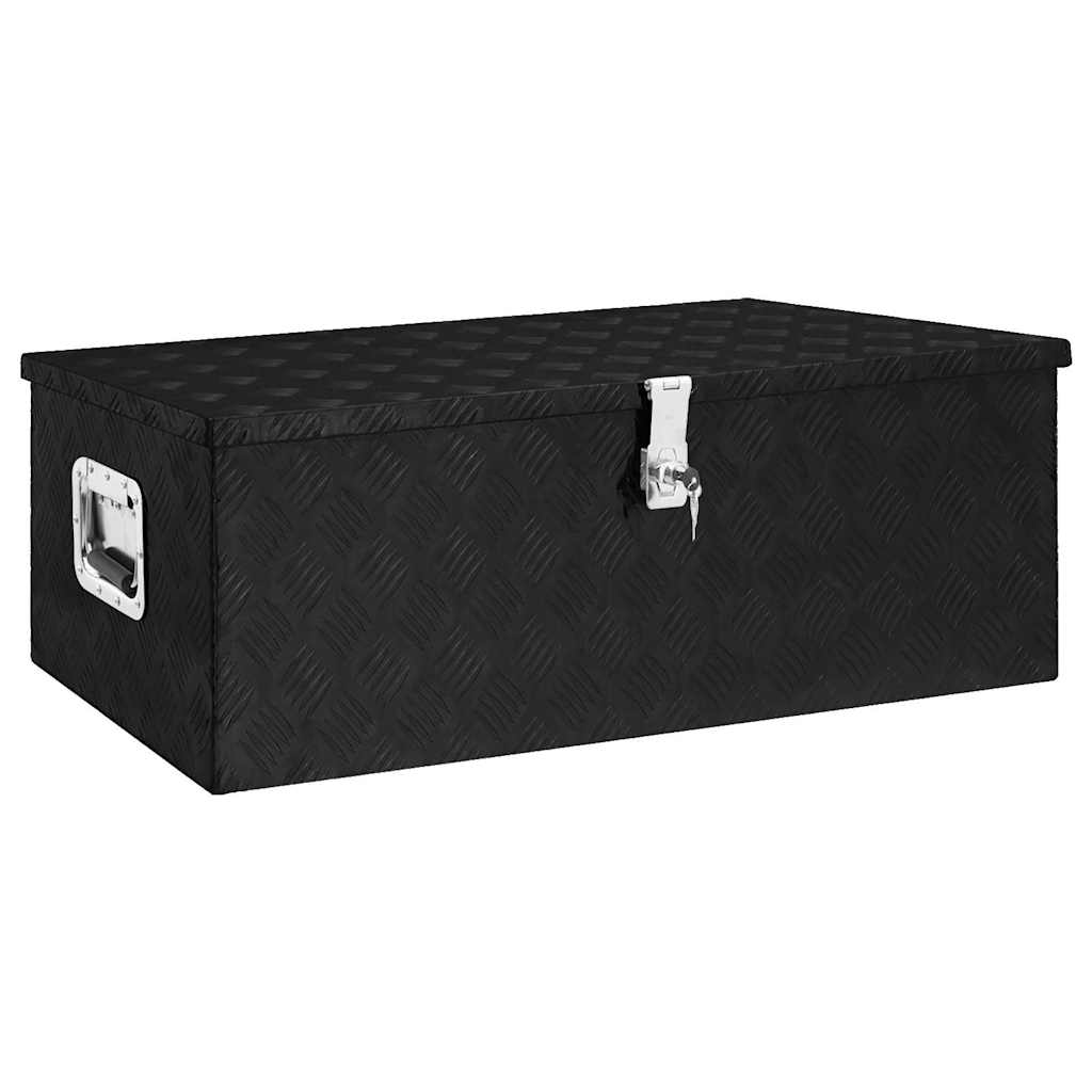 Vidaxl Storage Box 90x47x33.5 cm aluminiowy czarna