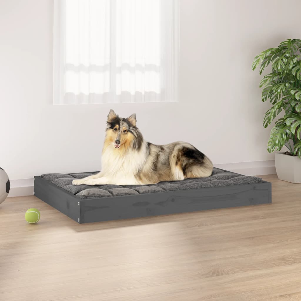 Vidaxl Dog Bask 91,5x64x9 cm stałą sosnową szarość szarości