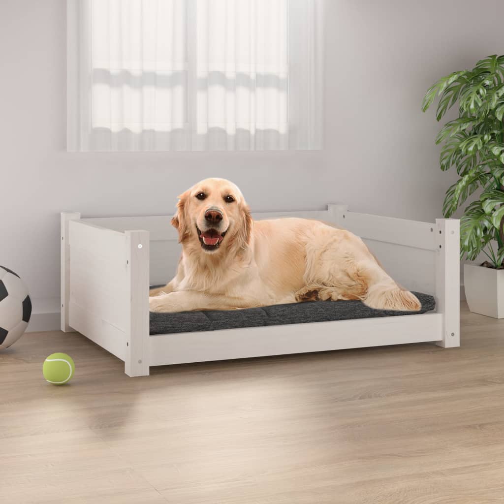 Vidaxl Dog Bask 75.5x55.5x28 cm stałą sosną białą
