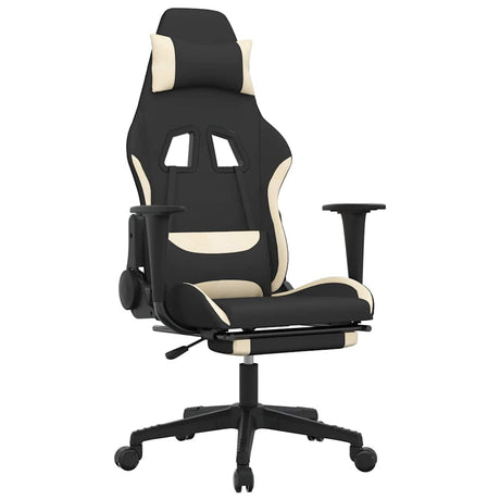 Vidaxl gamestoel met voetensteun en massagefunctie stof zwart en rood