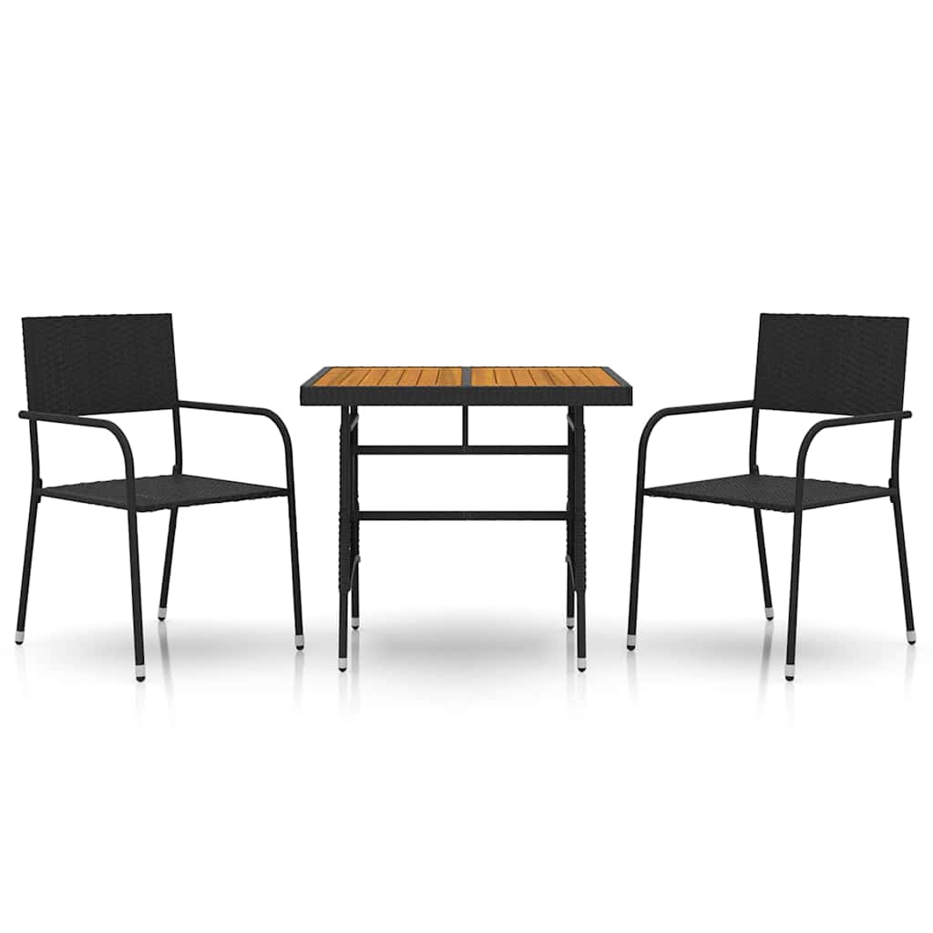 Vidaxl 3-delige tuinset poly rattan zwart