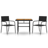 Vidaxl 3-delige tuinset poly rattan zwart