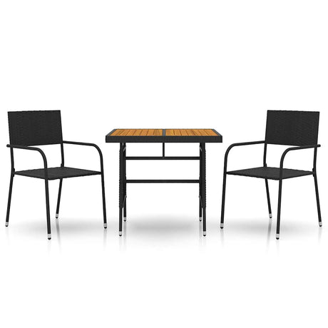 Vidaxl 3-delige tuinset poly rattan zwart