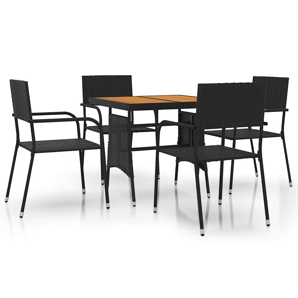 Vidaxl 5-delige tuinset poly rattan zwart