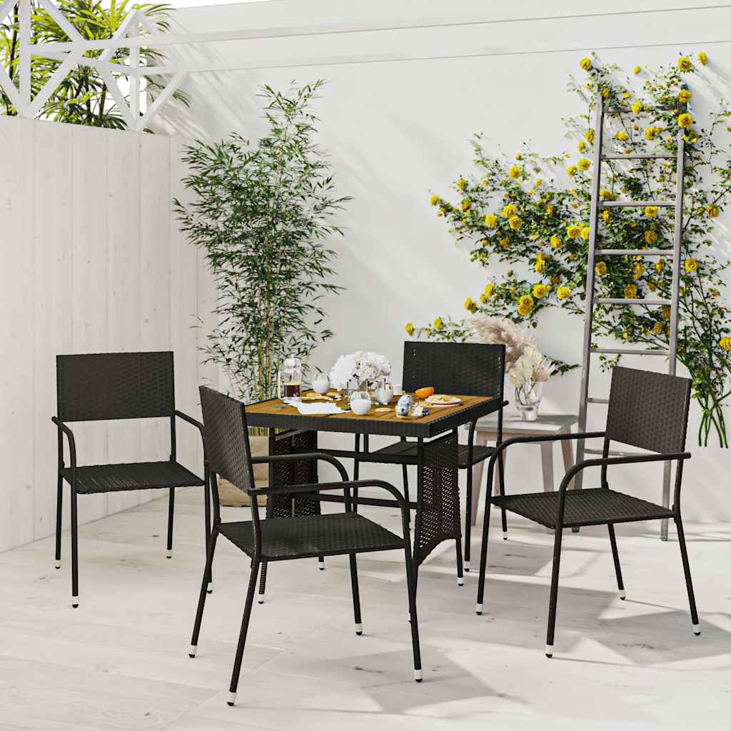 Vidaxl 5-delige tuinset poly rattan zwart
