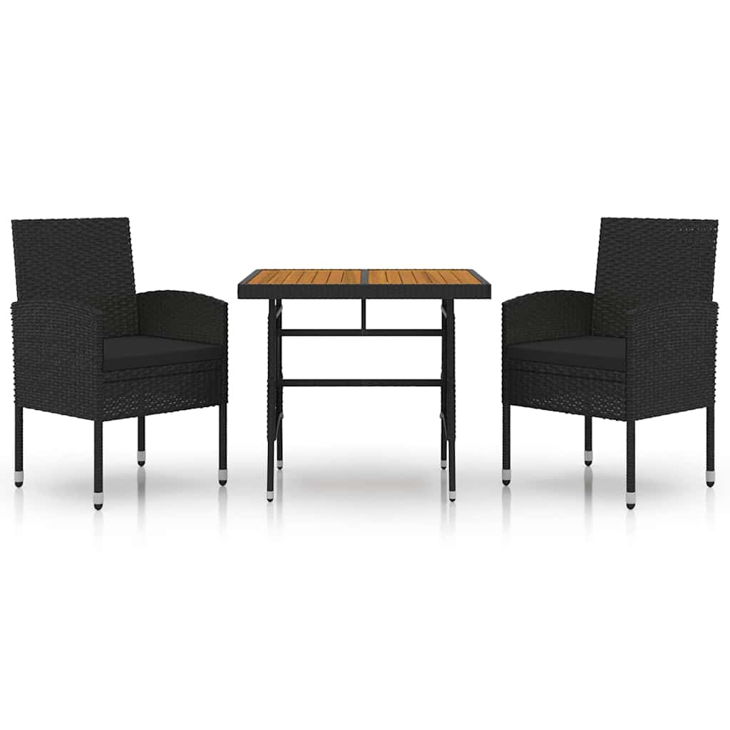 Vidaxl 3-delige tuinset poly rattan zwart