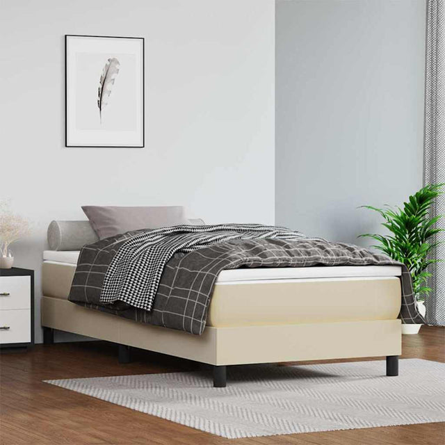 Vidaxl pocketveringmatras medium 90x190x20 cm kunstleer crèmekleurig