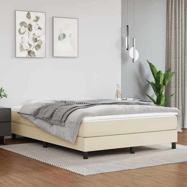 Vidaxl pocketveringmatras medium 140x200x20 cm kunstleer crèmekleurig