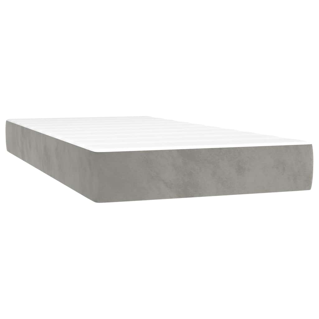 Vidaxl pocketveringmatras medium twin 100x190x20 cm fluweel lichtgrijs