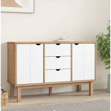 Vidaxl dressoir otta 113,5x43x73 cm massief grenenhout bruin en wit