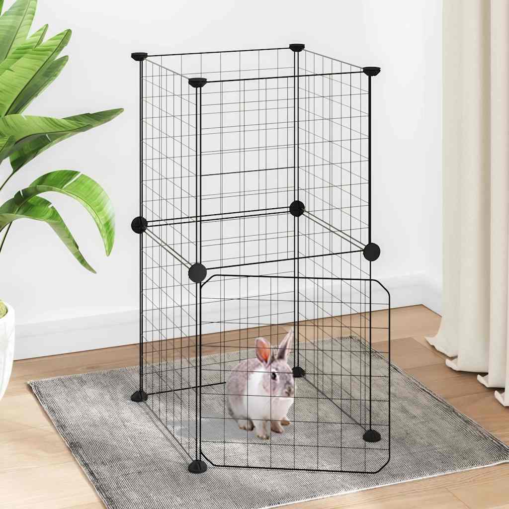 Vidaxl Pets Cage z drzwiami 8 paneli 35x35 cm stalowa czarna