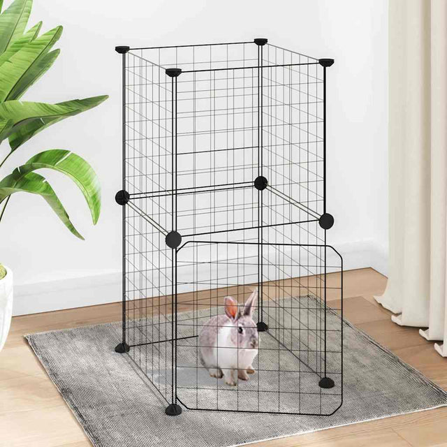 Vidaxl Pets Cage z drzwiami 8 paneli 35x35 cm stalowa czarna