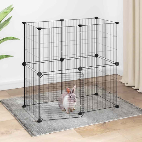 Vidaxl Pets Cage z drzwiami 12 paneli 35x35 cm stalowa czarna