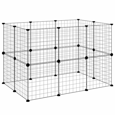 Klatka dla zwierząt VidaXL z drzwiami, 20 paneli, 35x35 cm, stal czarna