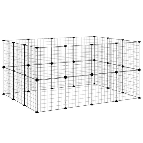 Klatka dla zwierząt Vidaxxl z drzwiami, 28 paneli, 35x35 cm, stal czarna