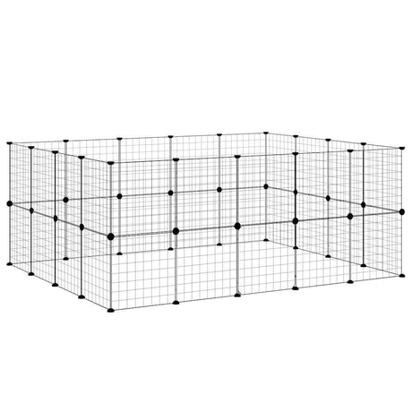 Klatka dla zwierząt Vidaxxl z drzwiami, 36 paneli, 35x35 cm, stal czarna