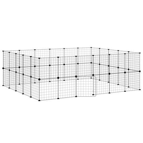 Klatka dla zwierząt Vidaxxl z drzwiami, 44 panele, 35x35 cm, stal czarna