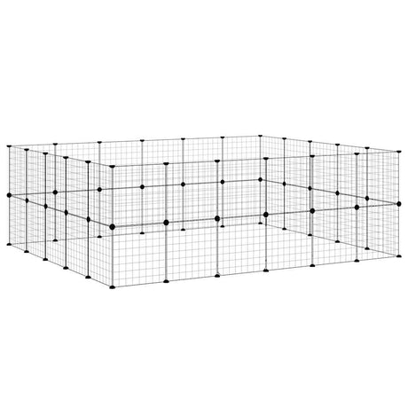 Klatka dla zwierząt Vidaxxl z drzwiami, 44 panele, 35x35 cm, stal czarna