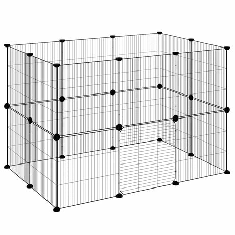 Klatka dla zwierząt VidaXL z drzwiami, 20 paneli, 35x35 cm, stal czarna