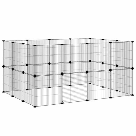 Klatka dla zwierząt Vidaxxl z drzwiami, 28 paneli, 35x35 cm, stal czarna