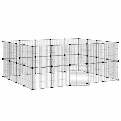 Klatka dla zwierząt Vidaxxl z drzwiami, 36 paneli, 35x35 cm, stal czarna