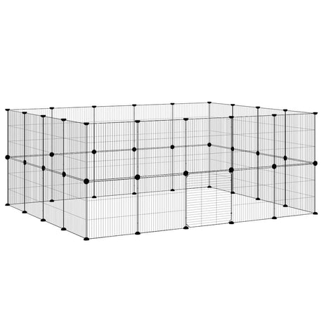 Klatka dla zwierząt Vidaxxl z drzwiami, 36 paneli, 35x35 cm, stal czarna
