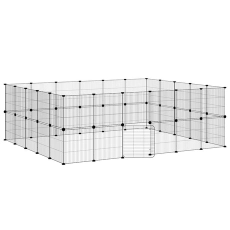 Klatka dla zwierząt Vidaxxl z drzwiami, 44 panele, 35x35 cm, stal czarna