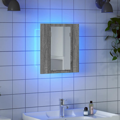 Vidaxl badkamerspiegelkast led 40x12x45 cm bewerkt hout grijs sonoma