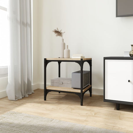 Vidaxl tv-meubel 40x33x41 cm bewerkt hout en staal sonoma eikenkleurig