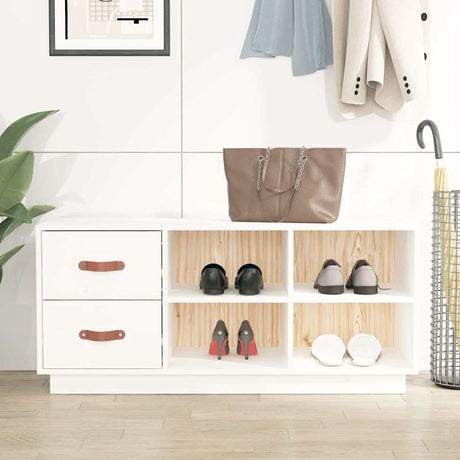 Vidaxl Shoes Bank 100x34x45 cm Solid Pine White