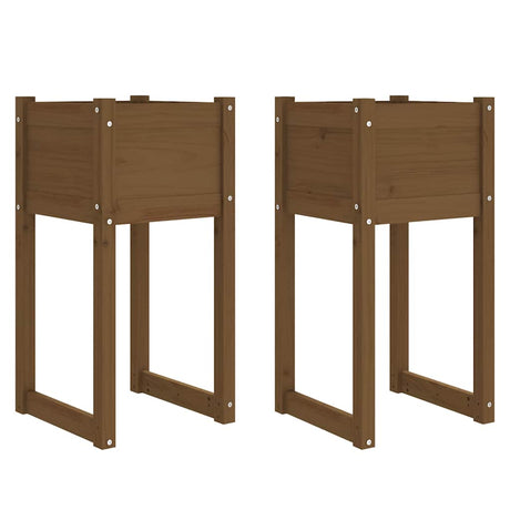 Vidaxl Planters 2 ST 40X40X81 CM Solid Pine Honey Brown